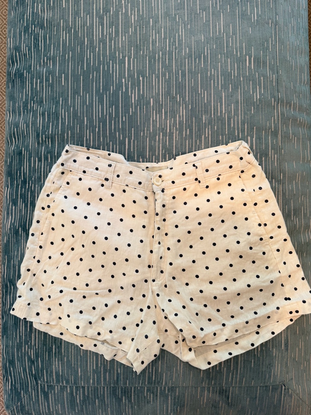 DL1961 Cream High-Waist Polka Dot Shorts